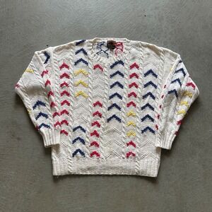 Vintage 90s Boston Traders Limited Edition Sweater Size XL White Pullover Knit